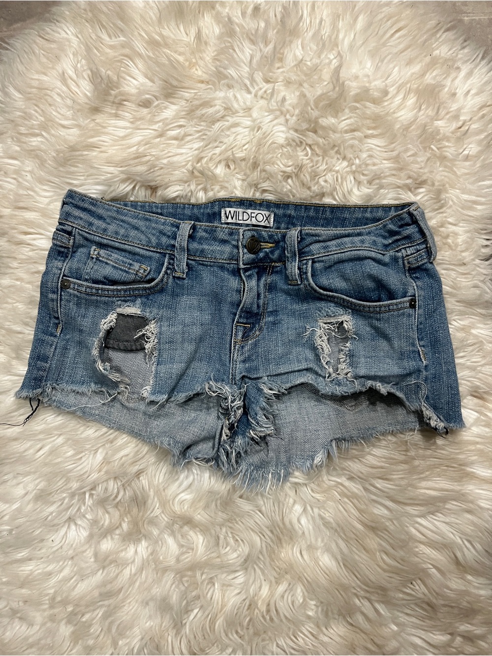 Wildfox Distressed Light Blue Denim Cutoff Shorts
